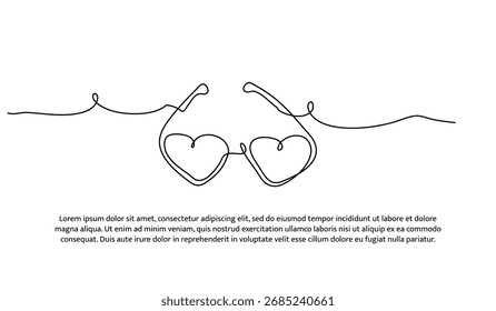 Eine Strandbrille. Abstrakte minimale durchgehende Linie.