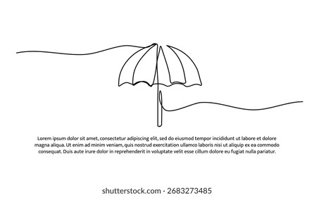 Eine Zeile Sonnenschirm. Abstrakte minimale durchgehende Linie.