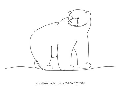 One line bear, sketch. Outline monochrome vector illustration of forest animal isolated on white background