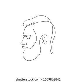 One line bearded man head design silhouette.Hand drawn minimalism style vector illustration