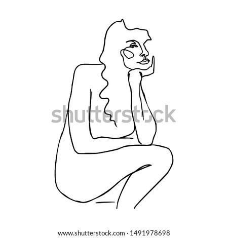 One Line Beautiful Woman's Face. Continuous line Portrait of a girl In a Modern Minimalist Style. Vector Illustration. For printing on t-shirt, Web Design, beauty Salons, Posters and other things