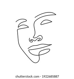 One Line Beauty Face Minimalistic Style Stock Vector (Royalty Free ...