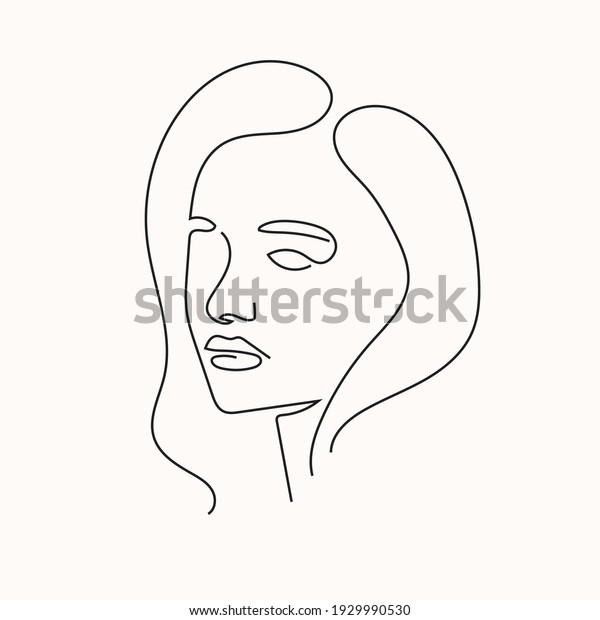 One Line Beauty Woman Portrait Hand Stock Vector (royalty Free 