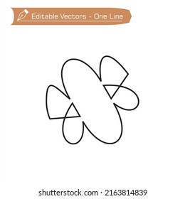 One line bee logo vector icon, bumblebee outline monoline linear illustration. Vector one line logo icon or emblem of insect. Abstract modern design template. Concept for luxury jewelry.