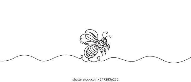 one line bee vector illustration, one line style
