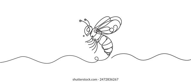 one line bee vector illustration, one line style