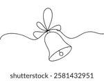 One Line Bell Drawing. Continuous Line Bell 