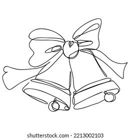 One Line Bells with Bow Continuous Line Drawing