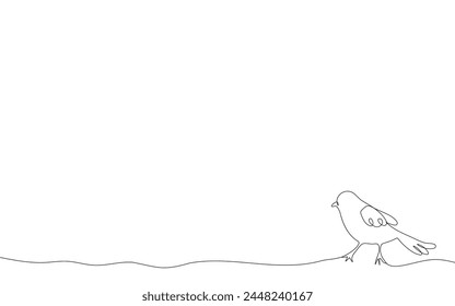 One line bird design silhouette background. Hand drawn minimalism style isolated on white background. Vector illustration.