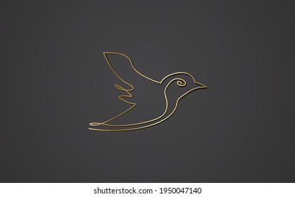 One line bird design silhouette.Hand drawn minimalism style vector illustration