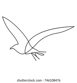 One line bird design silhouette.Hand drawn minimalism style vector illustration