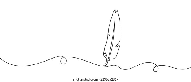 One line bird feather. continuous line. Vector illustration