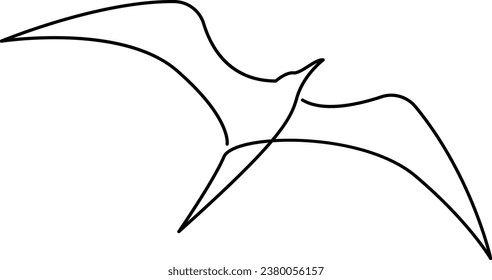 One line bird flies design silhouette. Hand drawn minimalism style vector illustration.