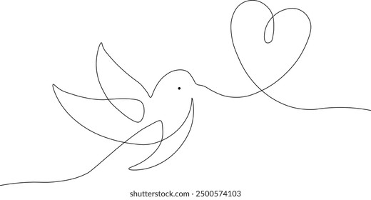 One line bird illustration, Bird line art