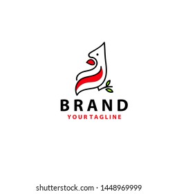 One line bird  logo design - vector illustration