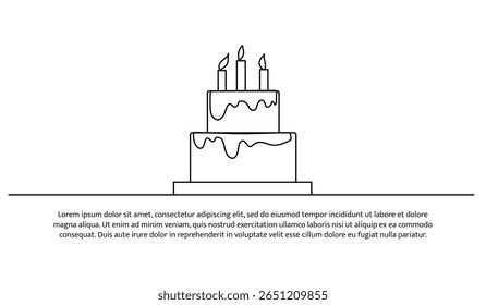 Una línea de pastel de cumpleaños. Abstractas línea continua mínima.
