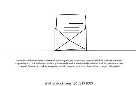 One line of birthday greetings. Abstract minimal continuous line.