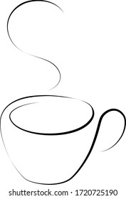 One line black-and-white teacup sign