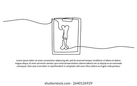 One line bone x-ray results. Abstract minimal continuous line.