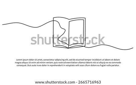 One line of book. Abstract minimal continuous line.