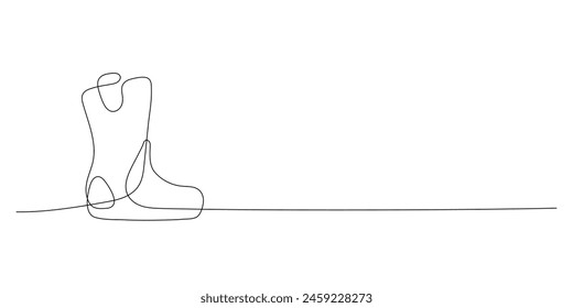 One line of boots on a white background. Footwear, a clothing accessory for a person. Vector graphics