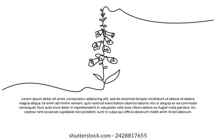Eine Linie botanische Blumenplakatzeichnung mit einem schönen Rahmen.