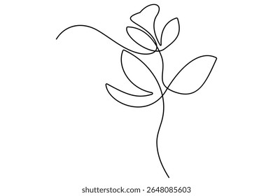 One line botanical leaves drawing vector continuous contour illustration in minimalist style
