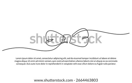 One line of bow tie. Abstract minimal continuous line.