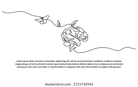 Una línea de cerebro. Línea Abstractas mínima aislada sobre fondo blanco.