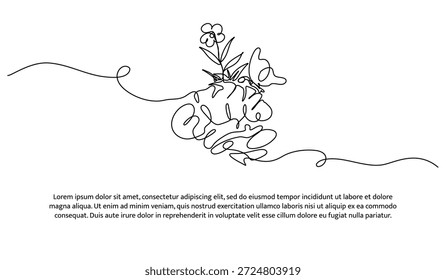 One line of brain. Abstract minimal continuous line isolated on white background.