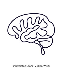 One line brain art work .Logo design. Hand drawn minimalism style