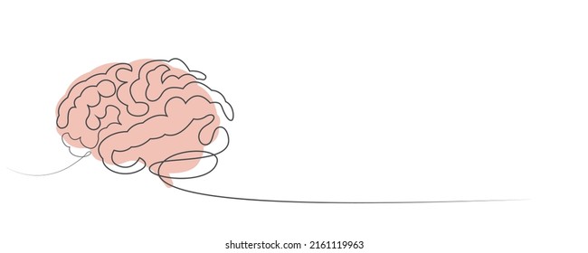 One line brain design silhouette.Logo design. Hand drawn minimalism style