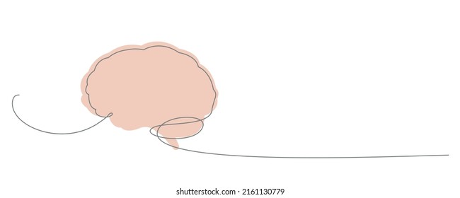 One line brain design silhouette.Logo design. Hand drawn minimalism style