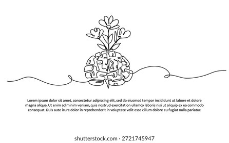 Una línea de crecimiento cerebral. Línea Abstractas mínima aislada sobre fondo blanco.