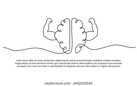 Uma linha de poder do intelecto cerebral. Linha contínua mínima abstrata.
