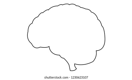 one line brain outline hand drawn concept vector icon,  illustration or sketched art or sticker of the organ