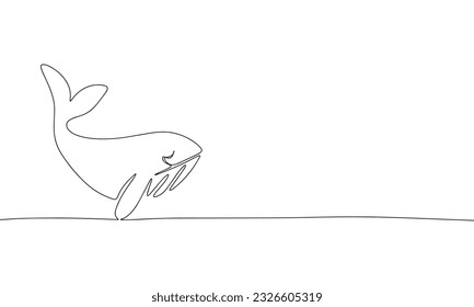 One Line Branch with whale Vector Drawing. Style Template whale. Modern Minimalist Simple Linear Style. 