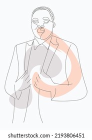 One line bride silhouette side view wearing a wedding dress