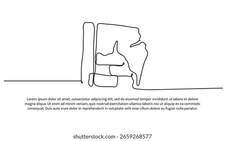 Una línea de escombros de construcción. Abstractas línea continua mínima.