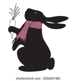 One Line Bunny Rabbits Print Art . Minimal Line drawing. Line Vector illustration. Year of the Black Water Rabbit. Animal Drawing . Black and White.