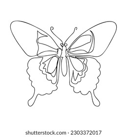 One Line Butterfly Drawing, Continuous modern illustration