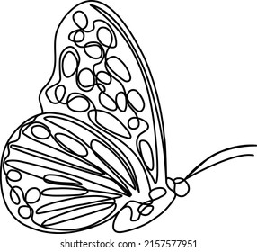 One line butterfly drawing, single line art butterfly, abstract butterfly vector graphic