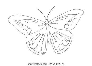 One line butterfly sketch. Single line hand drawn illustration. Summer symbol in doodle vector style