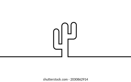 Cactus de una línea. Ilustración vectorial.