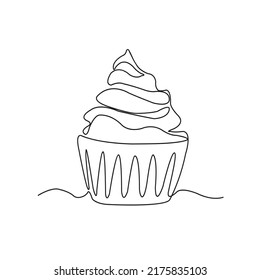 one line cake illustration. line art cake drawing design vector