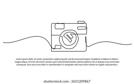 One line of camera. Abstract minimal continuous line.