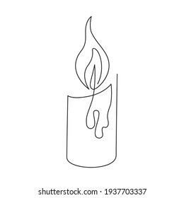 Свеча одна линия. One line candle. Vector drawing by hand.