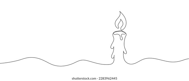 one line, candle vector, vector graphics of a melted candle