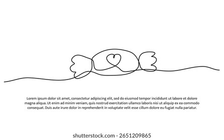 One line of candy. Abstract minimal continuous line.