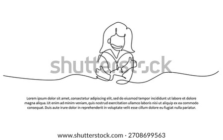 One line care about yourself. Abstract minimal continuous line isolated on white background.